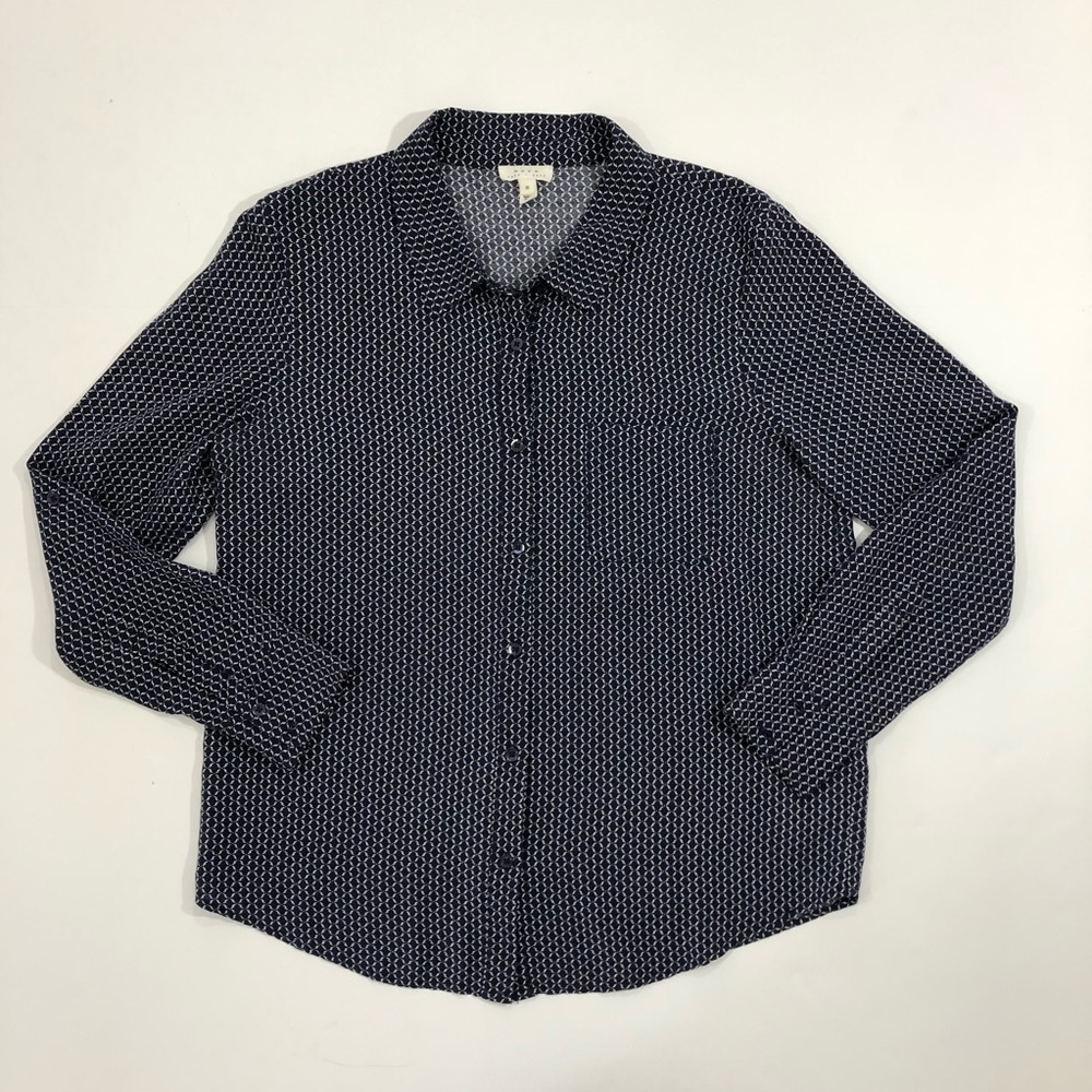SOFT JOIE LS Annabella Button Up Top Navy White S